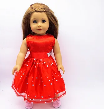 2020 Vermelho Novo Vestido Bonito Bebê recém-Nascido Roupas de Boneca para 18