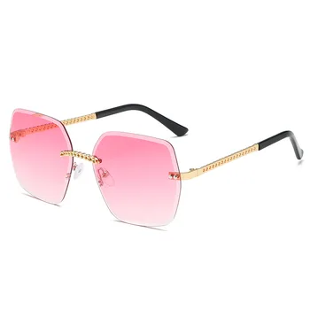 2020 Óculos De Sol Retro Mulheres Marca O Designer De Moda Sem Aro Com Gradiente De Óculos De Sol Tons De Corte Lente Senhoras Óculos Sem Aro