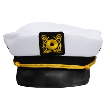 2021 A Nova Safra Branco Ajustável De Capitão, Marinheiros Da Marinha, Capitão De Barco Cap Militar Chapéu De Adultos Partido Do Vestido Extravagante Unisex