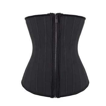 25 de Aço do Osso Látex Treinador Plus Size clip & Zíper waist cinchers Para as Mulheres Bodysuit Cinta Modeladora Shapers