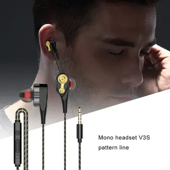 3,5 mm Fones de ouvido Com Microfone Dual Unidade Estéreo com Fio de Fone de ouvido In-ear Sport Portátil Fone De Ouvido alto-Falante Único
