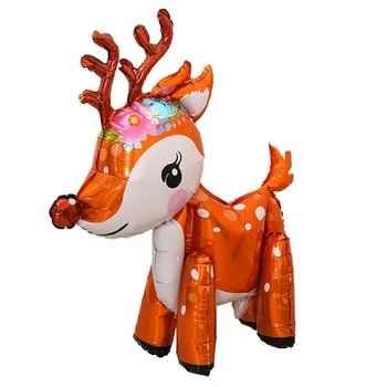 4pcs 3D 60*51cm Bonito Veado Hélio, balões Folha de desenho animado Elk Animal de Balão do Chuveiro de Bebê Aniversário, Festa de Casamento, Decoração de Suprimentos