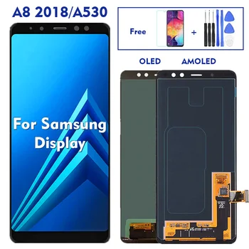 A530 Original Super Amoled Para Samsung Galaxy A8 2018 SM A530F DS tela LCD Touch conjunto do Digitador da Tela de TFT de Incell OLED