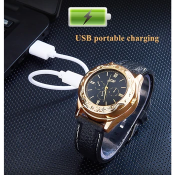 Assistir Homens de Isqueiro Dragão Chinês de Estilo Relógios de USB Recarregável mais Leves ao ar livre Flameless Moda Masculina Relógio JH309