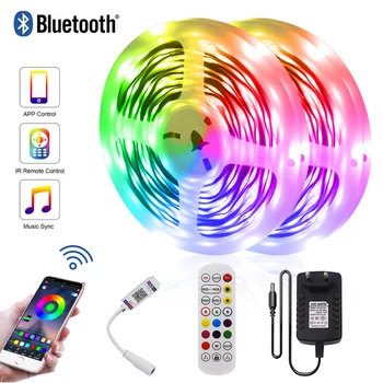 Bluetooth Música de Luz Led Strip RGB 5050 12V Não Impermeável do Diodo emissor de Fita Fita Diodo 5m 10m 15m 20m Flexível do Diodo emissor de Luz com Placa de