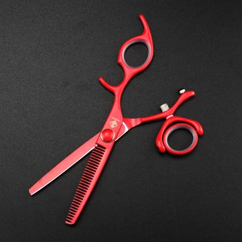 Cabelo de Corte, Desbaste, Tesouras Conjunto Japão Profissionais Vermelho 6 Polegadas de Aço Inoxidável barbearia supremo cabelo sissors profissional