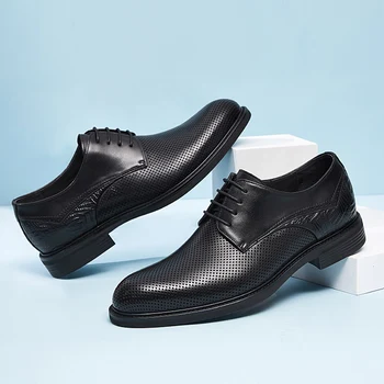 CAMELO Homens Sapatos 2021 Verão Novo Estilo de Couro, Vestido Formal Sapatos Suave Respirável Oco Business Casual Sapatos