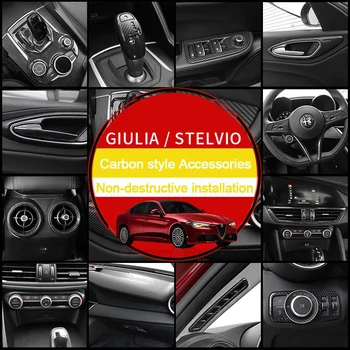 Carro de carbono, interior em estilo modificação da central de controle de engrenagem decorativos, adesivos Para Alfa Romeo giulia Stelvio