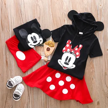 Criança Menino dos desenhos animados do Minnie do Mickey Mouse Conjunto de Roupa de Verão Bebê Manga Curta T-Shirts +Shorts/Saia-Calça 2Pcs Menina Esporte Terno de Roupa