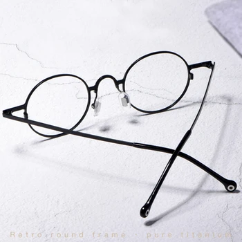 ELECCION Vintage, Óculos de Armação Homens Titânio Puro Retrô Super Pequena e Redonda de Óculos com Armações de Miopia Óptico Prescrição de Óculos