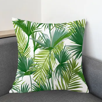 Folhas verdes de Impressão Fronha Planta Tropical de Poliéster fronha de Travesseiro para a Decoração Home Capa de Almofada 45cmx45m
