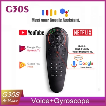 G30 S 33-chave infravermelho aprendizagem de controle remoto de 2,4 g de ar mouse sem fio de voz, ar mouse gyro sensor de controle remoto inteligente para o jogo