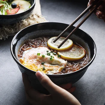 Japonês De Cerâmica Arroz Tigela De Ramen Bowl Salada De Noodle Soup Bowl Restaurante De Cozinha De Mesa, Decoração L1
