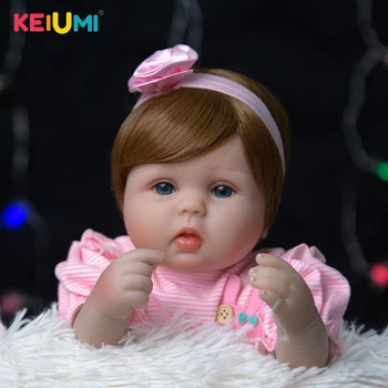 KEIUMI de 17 Polegadas Realistas Reborn Baby Doll Fantasia Doces Listras 42 cm Pano de Corpo Realista Boneca, Brinquedos Para Crianças, Presentes de Aniversário