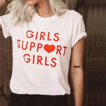 Meninas Suporte Meninas Letras Vermelhas Impressão Mulheres Camiseta Casual e Funny T-Shirt De Senhora, Menina Superior Tee Hipster Impressão Tshirt Limitada FGMQ
