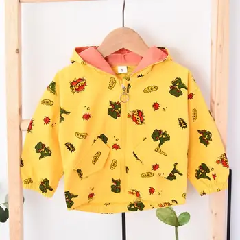Meninos Primavera, Outono Coats Crianças Desenhos animados Casacos de Criança Blusão com Capuz Com Pocket Girl Zíper da Roupa Roupas de Bebê 0-4Y