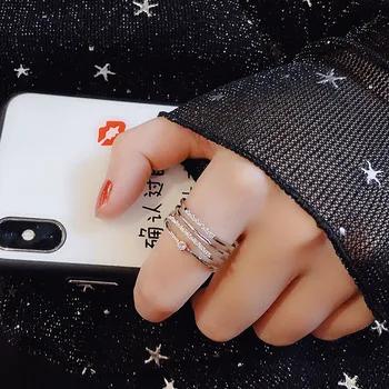 Novo Gótico de Três camadas de Ouro Rosa Anéis de Metal Para a Mulher coreano de Jóias de Moda Festa de Casamento Menina do Dedo Sexy Conjunto de Acessórios
