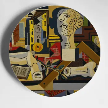Picasso Pintura Abstrata Decorativos de Parede Pendurado Placas de Porcelana porcelana de Ossos para a Mesa da Sala de Decoração de Casa de Arte Colecionáveis