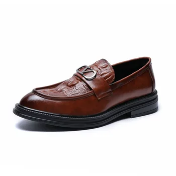 Plataforma de Deslizamento Sobre os Homens Sapatos Homens Oxfords de Negócios de Moda do Office Homens Sapatos 2021 Novo Clássico de Couro Ternos masculinos Sapatos