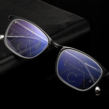 Progressiva Fotossensíveis Multifocais Óculos de Leitura Homens Presbiopia Anti-Uv, Raio Azul Ultraleve TR90 Completo Rim Sólida Ponte preta