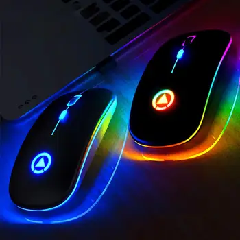 Recarregável sem Fio Mouse de Computador Silencioso LED Colorido Ratos Óptico Ergonômico Gaming Mouse Para Home Office do PC Portátil