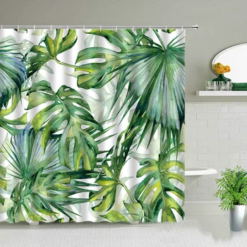 Tropical de Folhas de Palmeira Planta Verde Cortinas de Chuveiro Cacto Flor dente de Leão Cenário Impermeável Cortina Conjunto de Impressão 3D de Banho Decorações