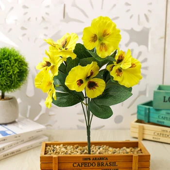 Um Monte de Alta Qualidade Linda Flor Artificial Pansy Creative Home DIY Flor de Seda com Flores Artificiais de Decoração de Casamento Q80