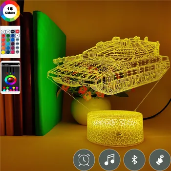 USB 3D Ilusão da Noite do DIODO emissor de Luz da Lâmpada do Tanque do Modelo de Mudança de Cor com o Remote Nightlight Melhor Presente para Quarto de Crianças, Decoração de Festa