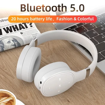 VJ087 Bluetooth 5.0 Fones de ouvido Estéreo hi-fi Fone de ouvido sem Fio com Microfone Moda Colorida Handfree Jogo Para PC Smart Phone