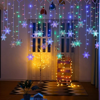 De natal, flocos de neve da corda LED luzes Piscando Luzes da Cortina de Luz Impermeável da Festa de Conectável Onda de Fadas Luz de 3,2 M