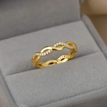 ETCAVCE de Torção de Anéis Para as Mulheres, os Homens de Ouro Geométricas Anéis de Encantos Casal Punk Jóias Anillos Mujer Bff Presentes de Natal 2021