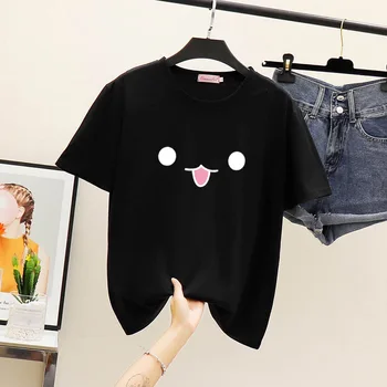 Harajuku Cartoon print t-shirt das mulheres estilo coreano roupas 2021 verão bonito tops de manga Curta casual kawaii O-Pescoço camiseta básica