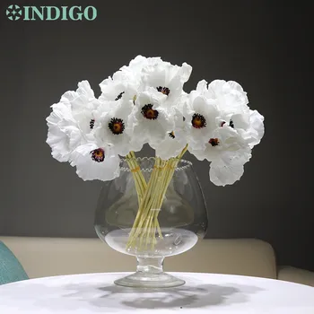 INDIGO -10pcs/Bundle Branco Anêmona 35cm de Decoração de Casamento com Flores Artificiais Floral Evento Festa da Flor Frete Grátis