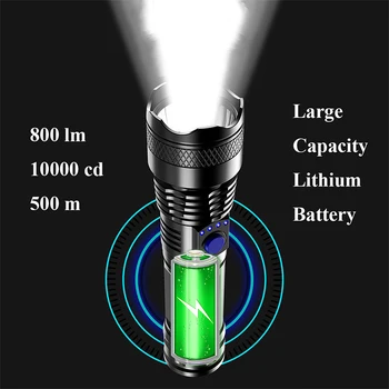 Lanterna LED Recarregável USB Poderoso Ultra Brilhante Led da Lâmpada Elétrica da Tocha de Pesca ao ar livre Super Leve Acampamento Impermeável