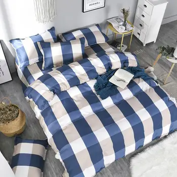 55 simples xadrez faixa conjunto de roupa de cama king queen total de 5 tamanho de roupa de cama 4pcs/conjunto de capa de edredão conjunto de cama de luxo folha de AB lado roupa de cama