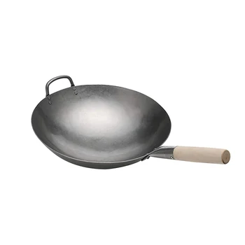 Chinês tradicional feito a mão wok de aço inoxidável não-vara de 1,8 mm de espessura de alta qualidade, livre de ferrugem de gás wok panelas para cozinhar