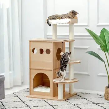 Doméstica Lieferung Katze Baum Turm Haustiere to play Baum Kratzen Baum arbre einen bate-Klettern Springen Spielzeug Rahmen Haust