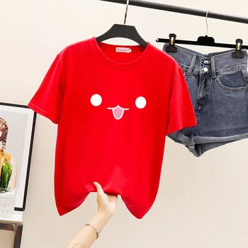 Harajuku Cartoon print t-shirt das mulheres estilo coreano roupas 2021 verão bonito tops de manga Curta casual kawaii O-Pescoço camiseta básica
