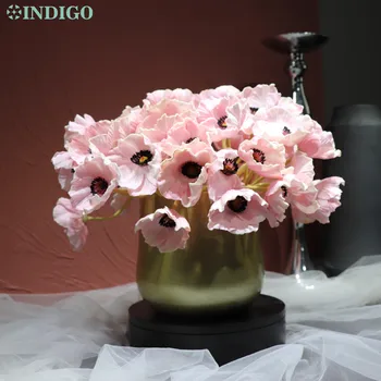 INDIGO -10pcs/Bundle Branco Anêmona 35cm de Decoração de Casamento com Flores Artificiais Floral Evento Festa da Flor Frete Grátis