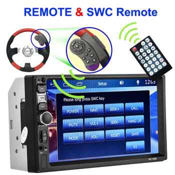 Podofo 2 Din som do Carro Estações de Rádio Bluetooth Autoradio Multimídia MP5 Player FM Receptor DAB+ Subwoofer, Microfone Externo