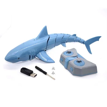 2.4 G RC Peixe Tubarão Barco Robô Rádio Simulação Impermeável Modelo de Controle Remoto Eletrônico de Natação Animal de Brinquedos Para Crianças de Presente