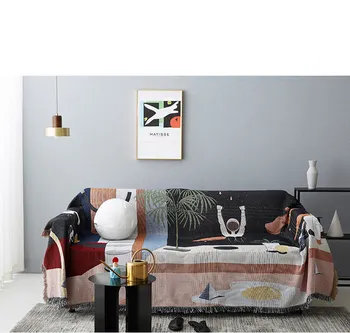 Nordic geométricas sofá cobertor simples de carpetes tapeçaria sofá toalha de malha cobertor colcha de têxteis-lar a decoração home