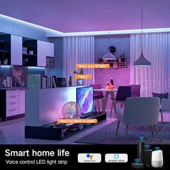 Strip impermeável LED 5050 RGB Fita wi-Fi Controle de Luzes LED Tiras de Fita SMD Flexível do Diodo Fita Festa de Quarto Bluetooth