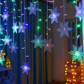 De natal, flocos de neve da corda LED luzes Piscando Luzes da Cortina de Luz Impermeável da Festa de Conectável Onda de Fadas Luz de 3,2 M