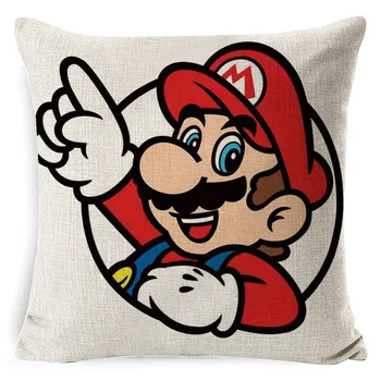 Quente Super Mario Capa de Almofada de Linho Cartoon Mario Impresso Almofadas, Capa Para Sofá da Sala a Decoração Home capa de Almofada 45cm