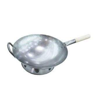 Chinês tradicional feito a mão wok de aço inoxidável não-vara de 1,8 mm de espessura de alta qualidade, livre de ferrugem de gás wok panelas para cozinhar