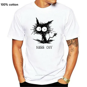 Silvo Fora Engraçado Gato Preto Gato Engraçado Traje de Halloween Doodle T-Shirt Branca S-3Xl Rua T-Shirt